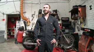 Muscled mechanic, bound, fucked from...
