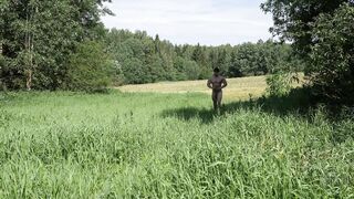 Russian Strongman Jerks Off in the Country (Oleg)