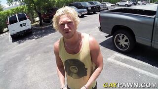 Blonde muscle surfer dude needs cash
