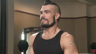 Gym Slave Takes on a Weight Room Full of Cocks